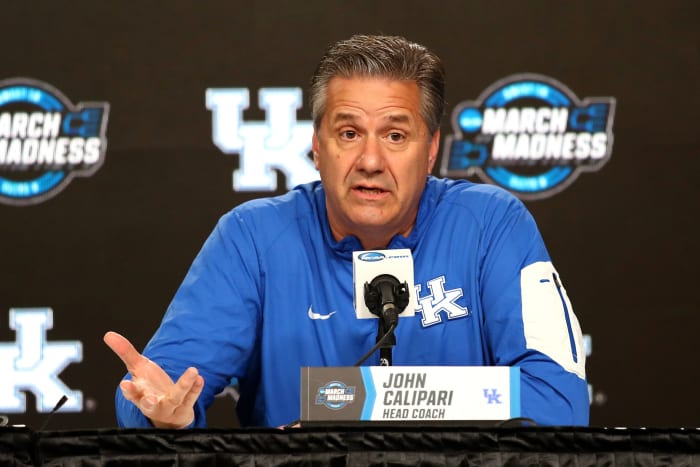 Kentucky basketball head coach John Calipari at press conference.