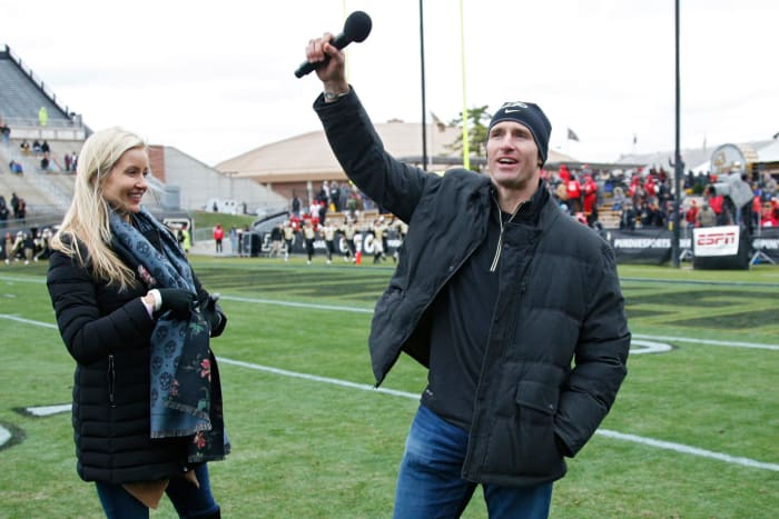 drew brees and his wife brittany brees at purdue