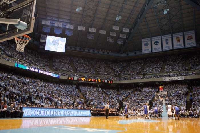 A general view of play during a UNC basketball game.