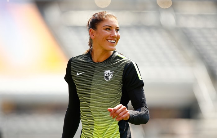 A closeup of Hope Solo.