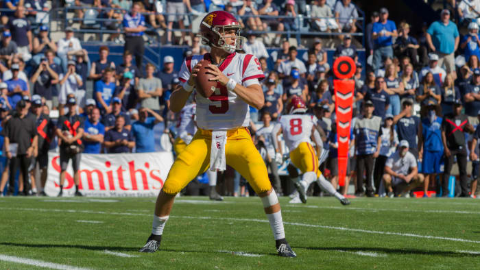 Kedon Slovis attempts a pass.