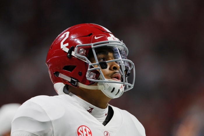 alabama quarterback jalen hurts at the sec championship game