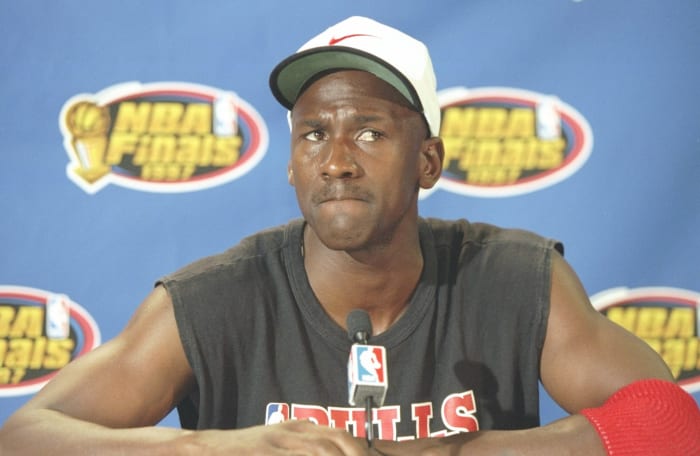 Michael Jordan interviewed during the NBA Finals