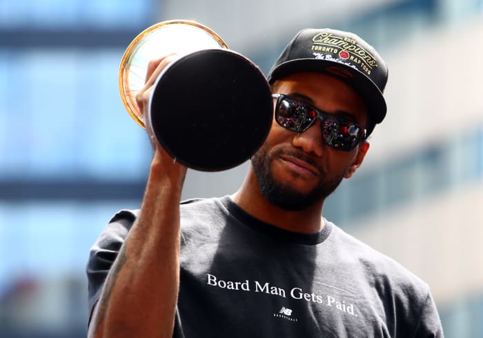 Kawhi Leonard during the parade in Toronto.