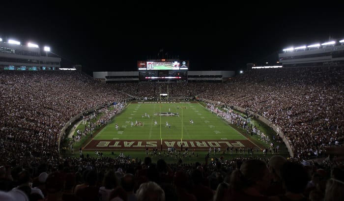 Florida State's doak campbell stadium at night