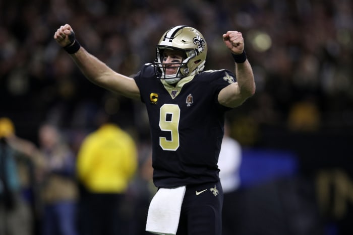 Drew Brees celebrates his 540th touchdown pass.