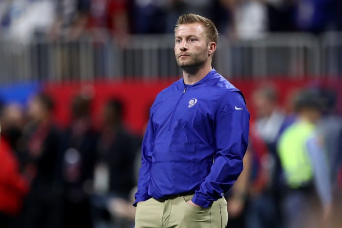 los angeles rams head coach sean mcvay during the super bowl