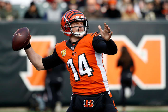Andy Dalton throwing a pass.