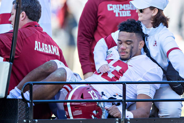 Alabama quarterback Tua Tagovailoa injured against Mississippi State