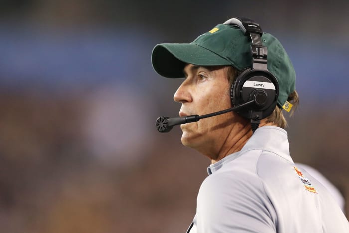 Head coach Art Briles of the Baylor Bears looks on during their game against the UCF Knights in the Tostitos Fiesta Bowl at University of Phoenix Stadium.