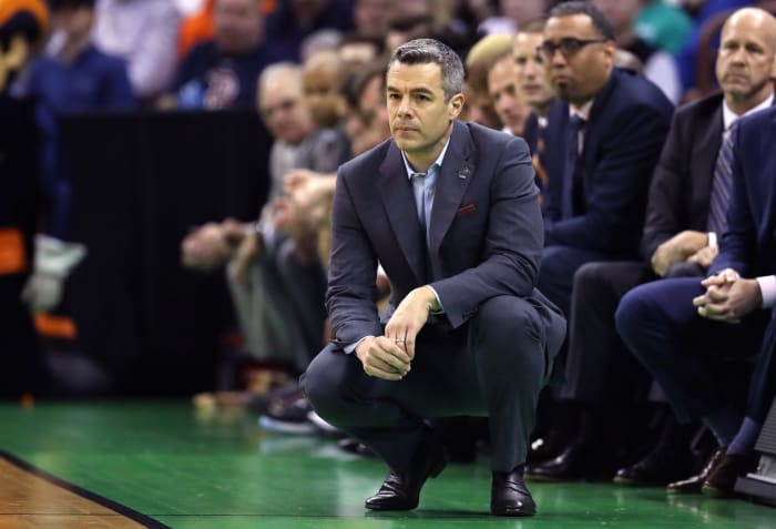 tony bennett looks onto the court during ncaa tournament
