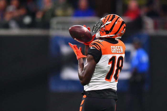 A.J. Green catching a pass.