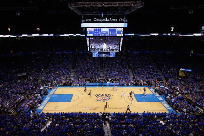 A general view of the Oklahoma City Thunder's court.