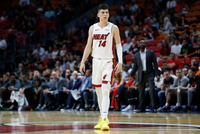 Tyler Herro takes the court for the Miami Heat.