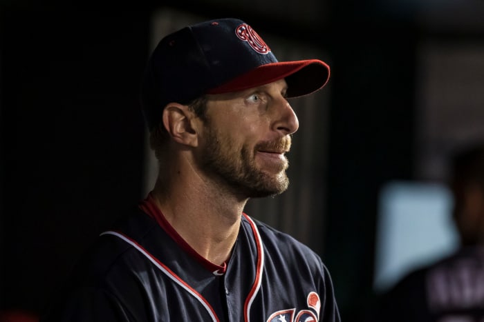 max scherzer in the nats dugout