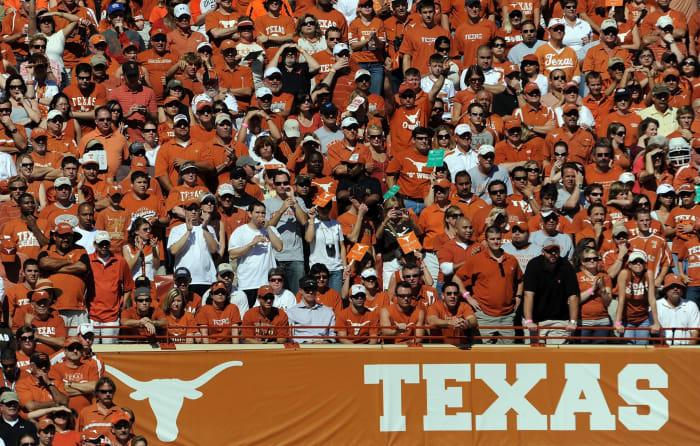General view of the fans at Memorial Stadium in Texas.