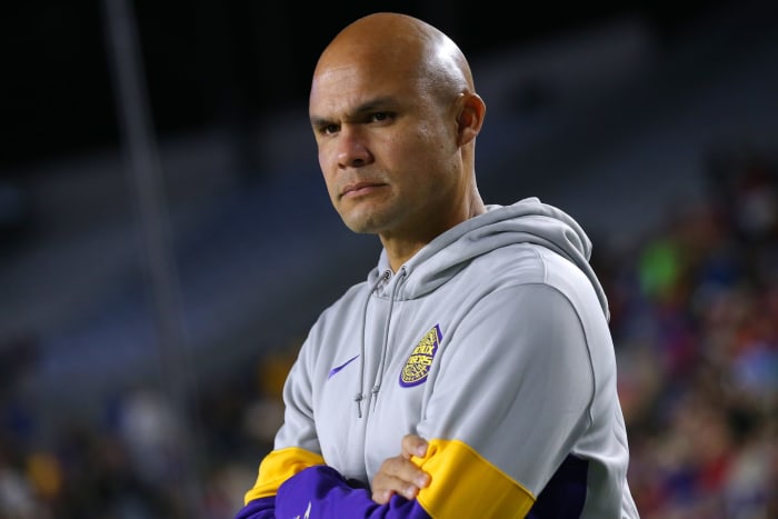 LSU defensive coordinator Dave Aranda during a game.