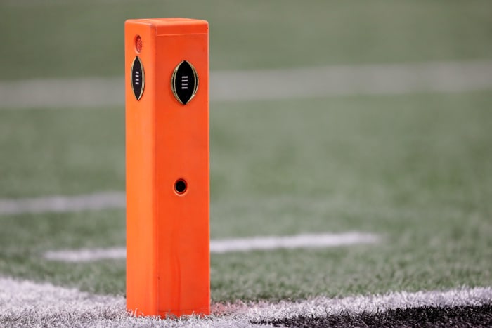 A pylon at the CFP National Championship game.