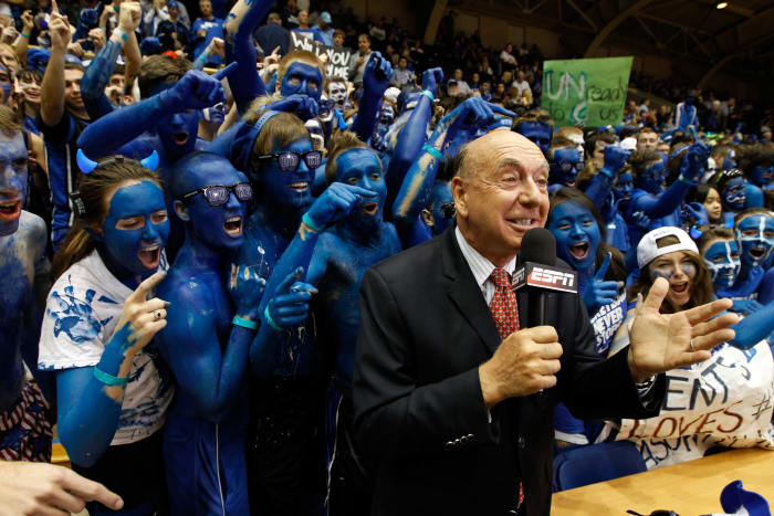 Dick Vitale attending a Duke college basketball game.