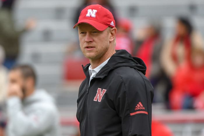 nebraska head coach scott frost before a game