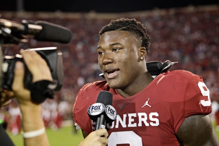 Oklahoma football's Kenneth Murray interviewed after win over Army.