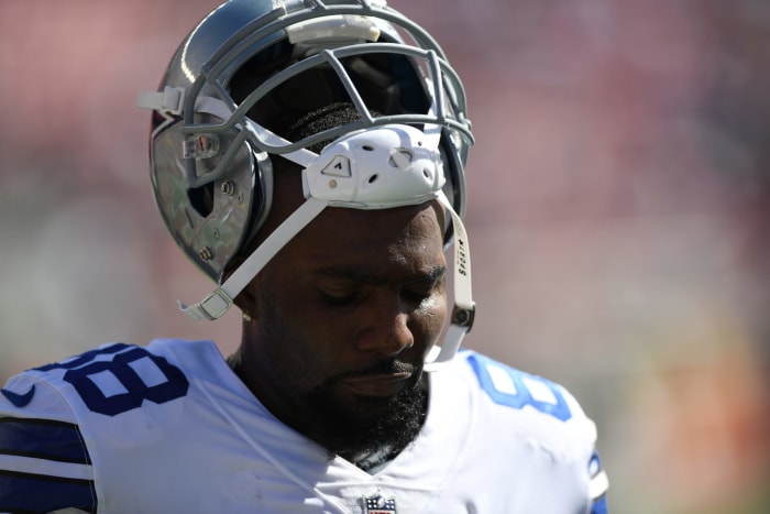 dez bryant on the field for the dallas cowboys