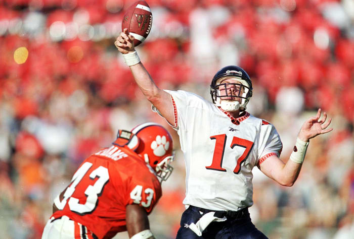 Clemson's Keith Adams goes to hit Virginia QB Dan Ellis.