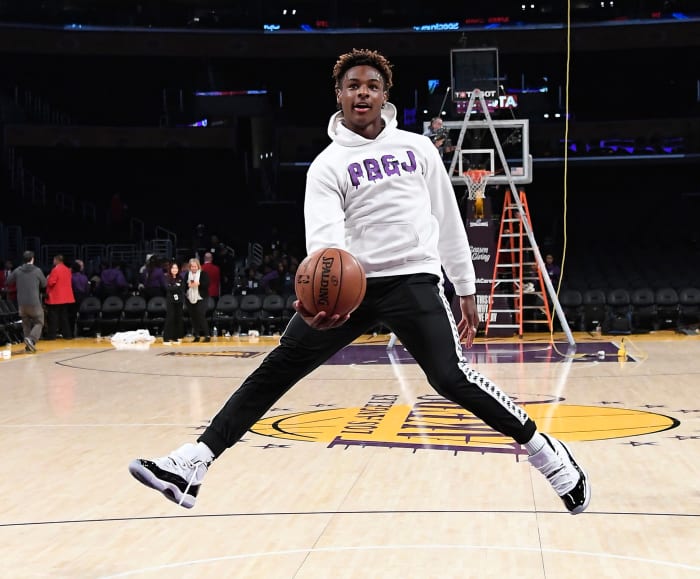 LeBron James Jr. plays at STAPLES Center.