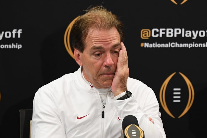 Alabama football head coach Nick Saban at the College Football Playoff title game.