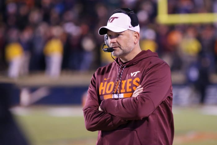 A solo shot of Virginia Tech coach Justin Fuente.