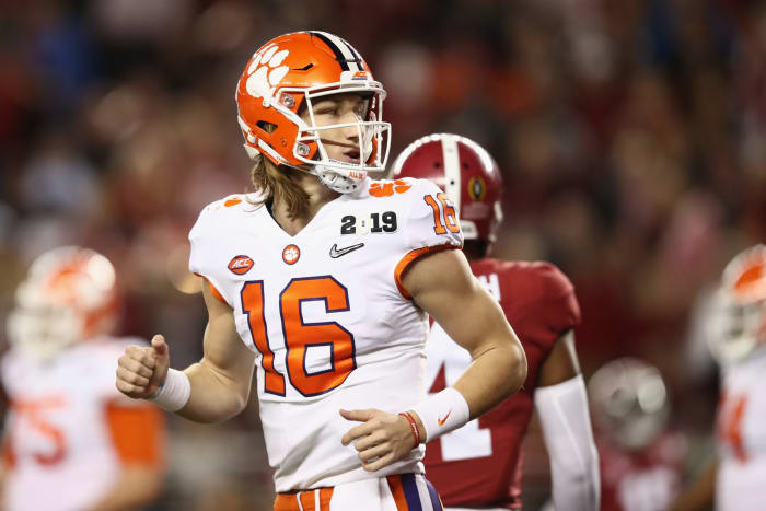 Trevor Lawrence on the field during the National Title game.