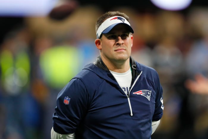 A closeup of Josh McDaniels.