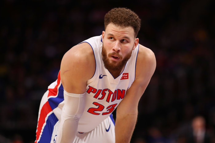 A closeup of Blake Griffin during a game.