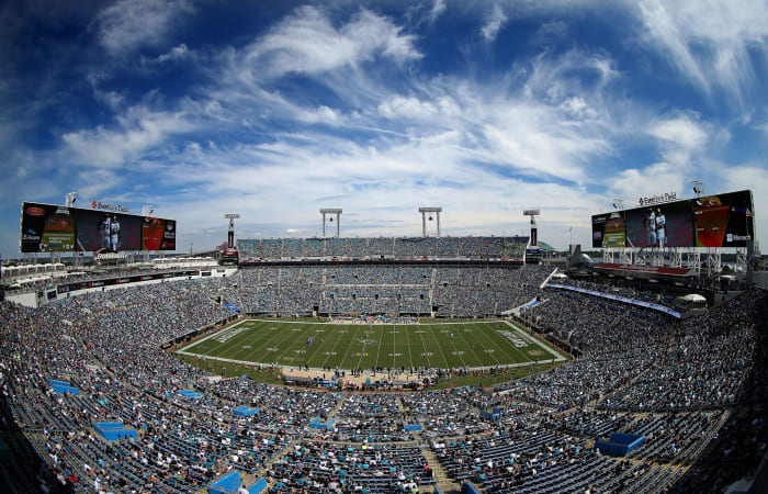 A general view of the Jacksonville Jaguars stadium.