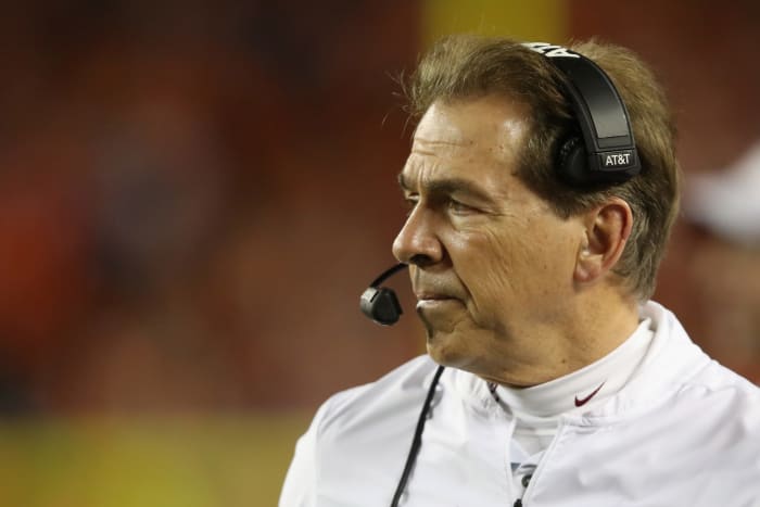 nick saban of the alabama crimson tide at the national title game