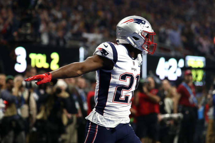Duron Harmon of the New England Patriots reacts.