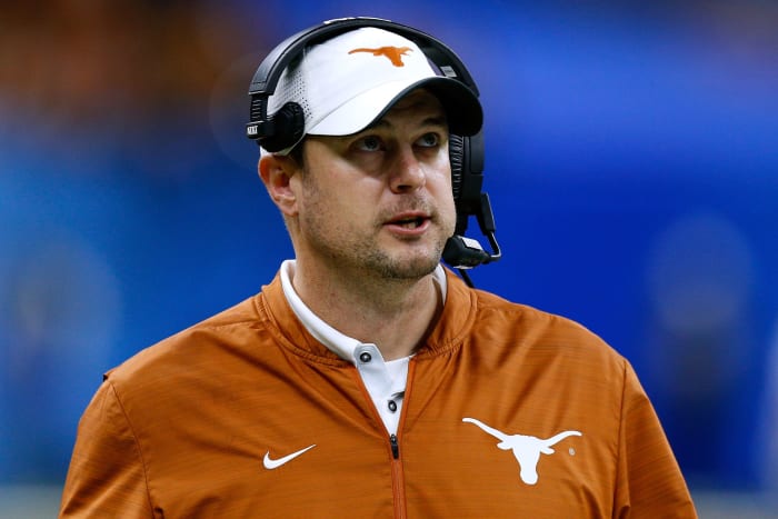 Texas football head coach tom herman watches during the sugar bowl