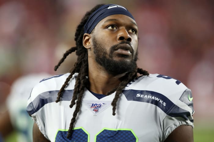 Seattle Seahawks pass rusher Jadeveon Clowney against the 49ers.