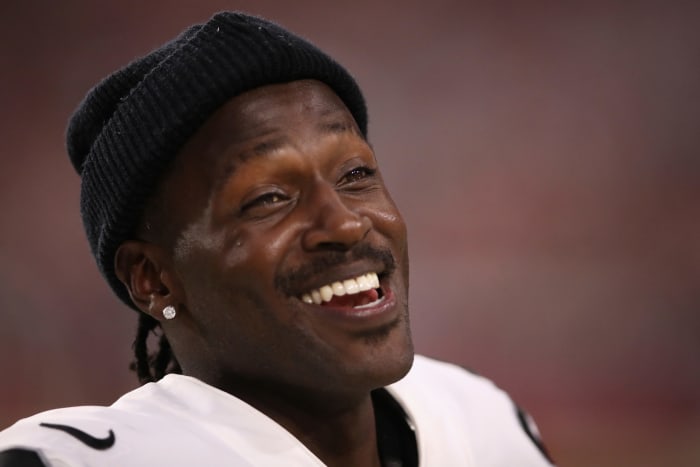 Antonio Brown smiles during a preseason game.