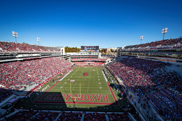 A general view of Arkansas' football stadium.