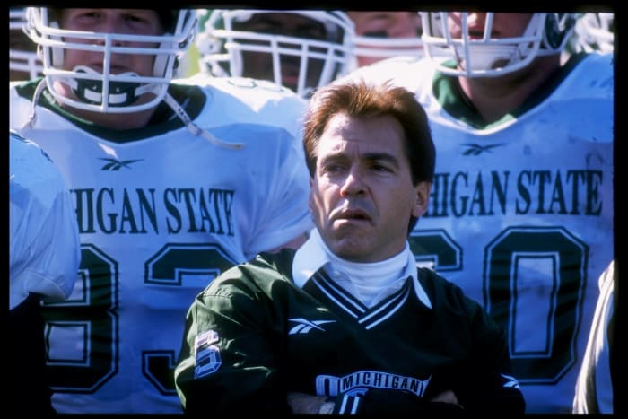 Nick Saban coaching Michigan State.