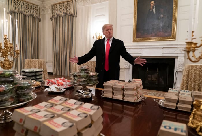 president Donald Trump at the white house dinner. He is currently working to get the Big Ten football season restored for the fall.