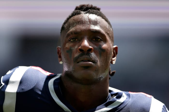 Antonio Brown on the Patriots sideline.