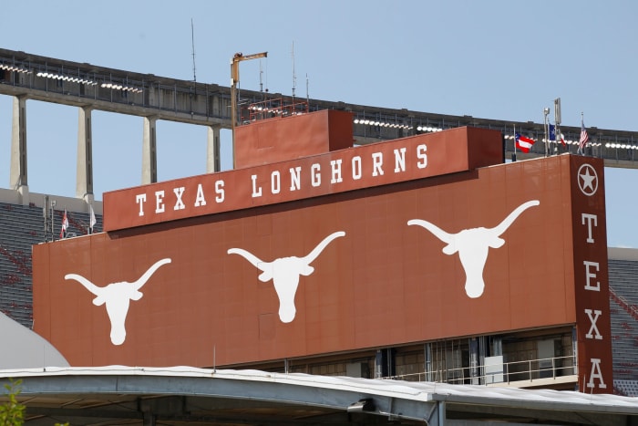 An exterior view of the Texas Longhorns stadium.