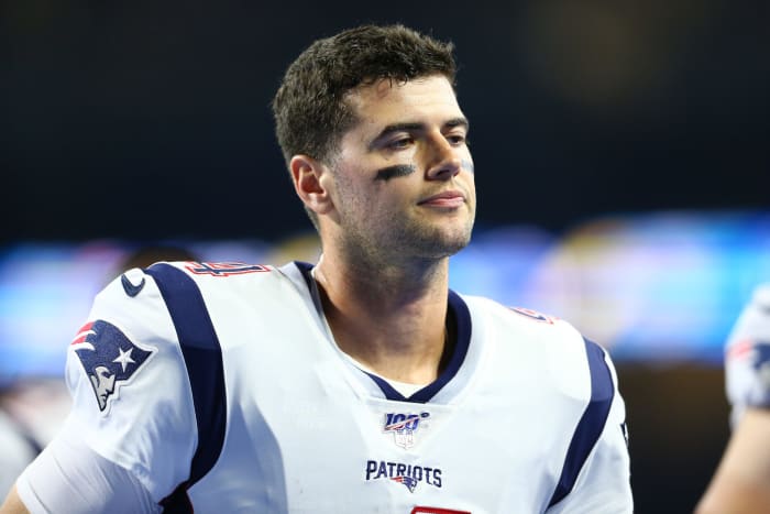 Jarrett Stidham playing for the Patriots.