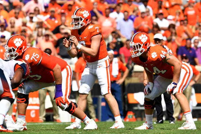 Clemson's Chase Brice waits for a snap against Syracuse.
