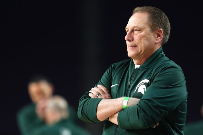 A closeup of Tom Izzo during a Michigan State game.