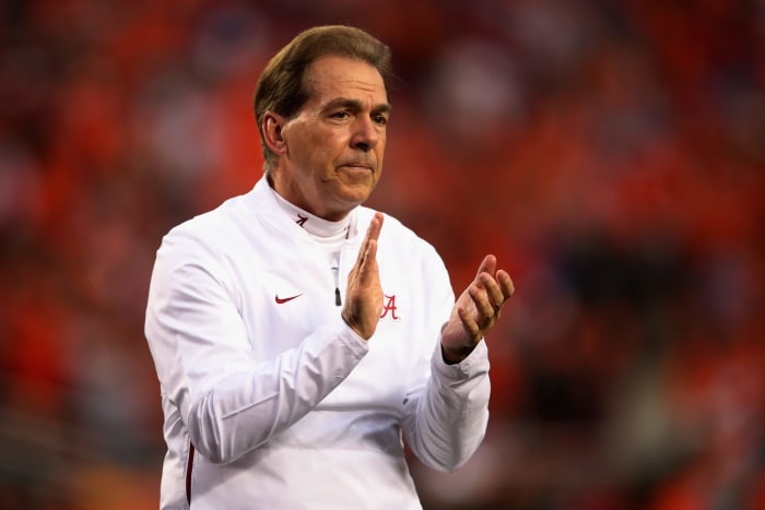 alabama head coach nick saban at the national title game