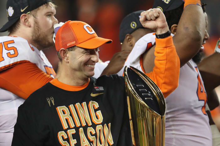 dabo swinney at the college football national title game vs. alabama