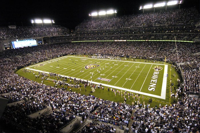 the baltimore ravens' stadium during a game